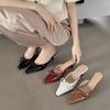 Baotou Half Slippers Autumn New with Skirt Low Heel Bow French Fairy Style Mary Jane Shoes
