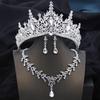 Королевские свадебные наборы украшений для женщин Розовая тиара Свадебное платье Корона С набором ожерелья и серег Аксессуары для костюма для вечеринки или дня рождения