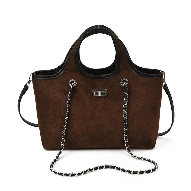 Вместительная сумка-тоут для поездок на работу, Ретро замшевая сумка подмышку, Повседневная одноплечевая сумка