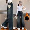 Korean Style Children Insulated Jeans for Girls Baby Warm and Thick Denim Pants for Girls Winter Trousers for Kids Teenagers