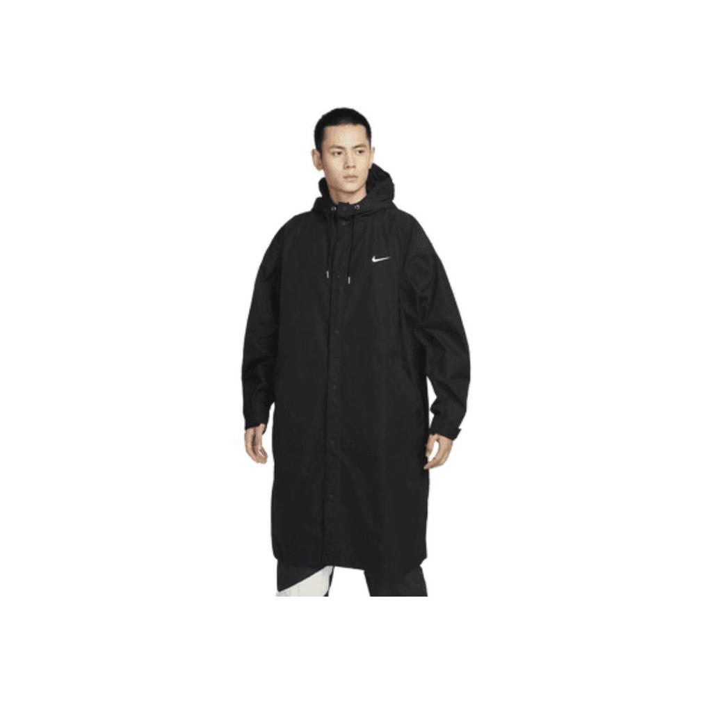 Nike Однобортная ветровка средней длины с капюшоном и логотипом, мужская верхняя одежда, цвет черный FD2870-010