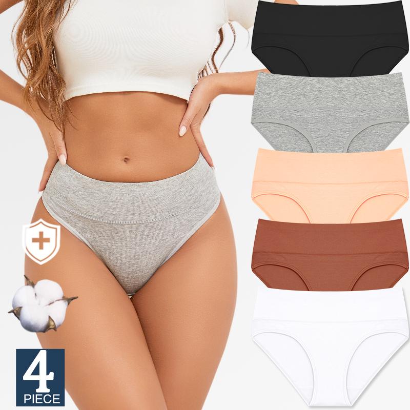 4 шт./компл. Удобные трусики однотонные базовые брифы для женщин хлопковое нижнее белье S-XXL трусики больших размеров женское нижнее белье