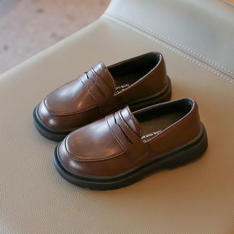 Детские кожаные туфли весна-осень для мальчиков, черные туфли в стиле ретро в британском стиле, женские туфли с мягкой подошвой в горошек для детей среднего возраста