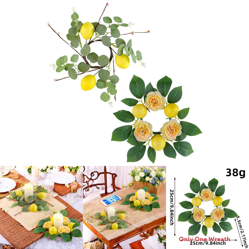 Faux Flower Candle Ring With Realistic Design For Seasonal Home Decor