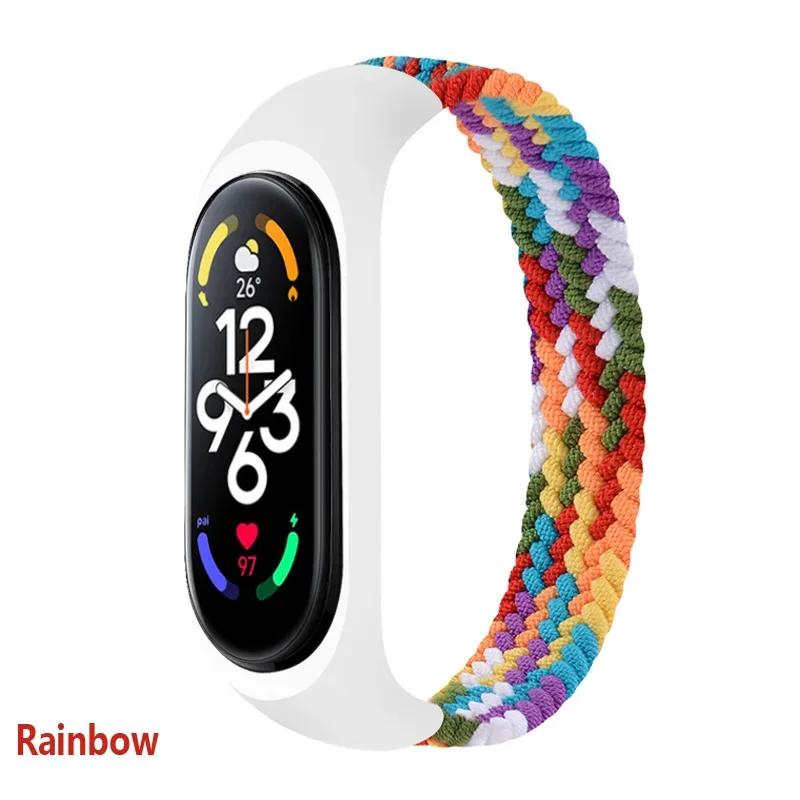 Браслет для Xiaomi Mi band 6 7 Ремешок Нейлоновый плетеный solo loop pulseira браслет Miband5 Ремешок на запястье ремешок Mi band 5 4 3 6 correa