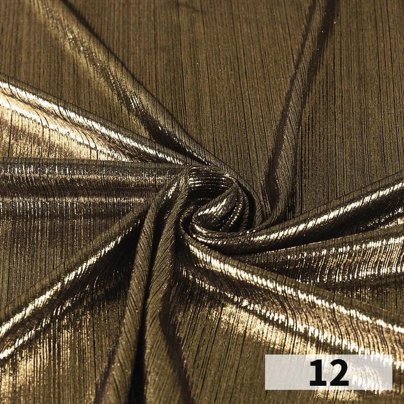 1x1.45 Meter Metallic Gliter Soft Fabric Shiny Gold Silver Fashion High Stretch Bright Silky Cloth for Diy Sewing Dress Fabrics