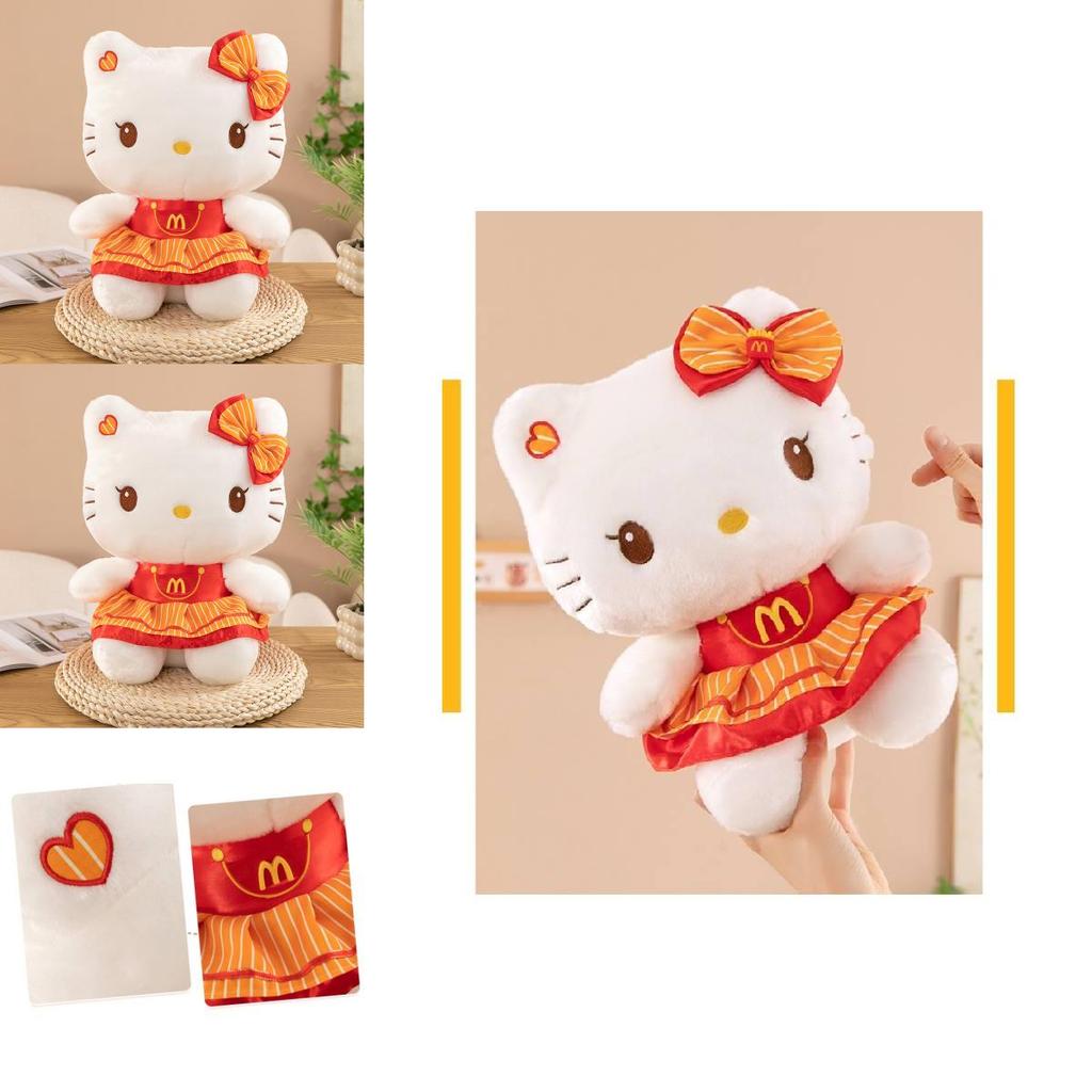 Очаровательная плюшевая кукла Китти в очаровательном красном платье, идеально подходящая для детских коллекций