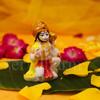 Hanuman Ji Murti Blessing with Gada Sitting Lord Balaji Bajrangbali Sankat Mochan Bhagwan Idol for Temple Car Dashboard Home Decor Statue Gifts