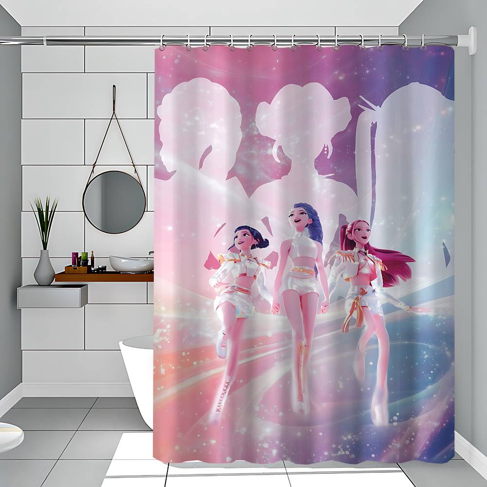 Cartoon Kpop Demon Huntrx Simple Shower Curtain Bathroom Shower Curtain Easy To Clean And Scrub Polyester Waterproof Opaque