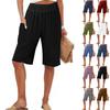 Женские однотонные повседневные брюки с высокой талией, спортивные брюки, шорты 1/2