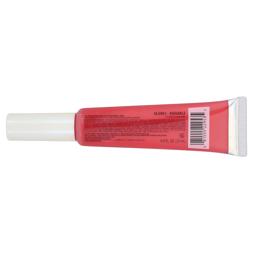 L.A. Girl, Glazed Lippie, Lip Serum, GLG953 Kissable, 12ml (0.4 fl oz)