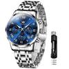 OLEVS Watch with Stainless Steel Classic Quartz Date Luminous Popular and Stylish Watch for Men Men's Multi-Function Strap, Movement, Analog,
