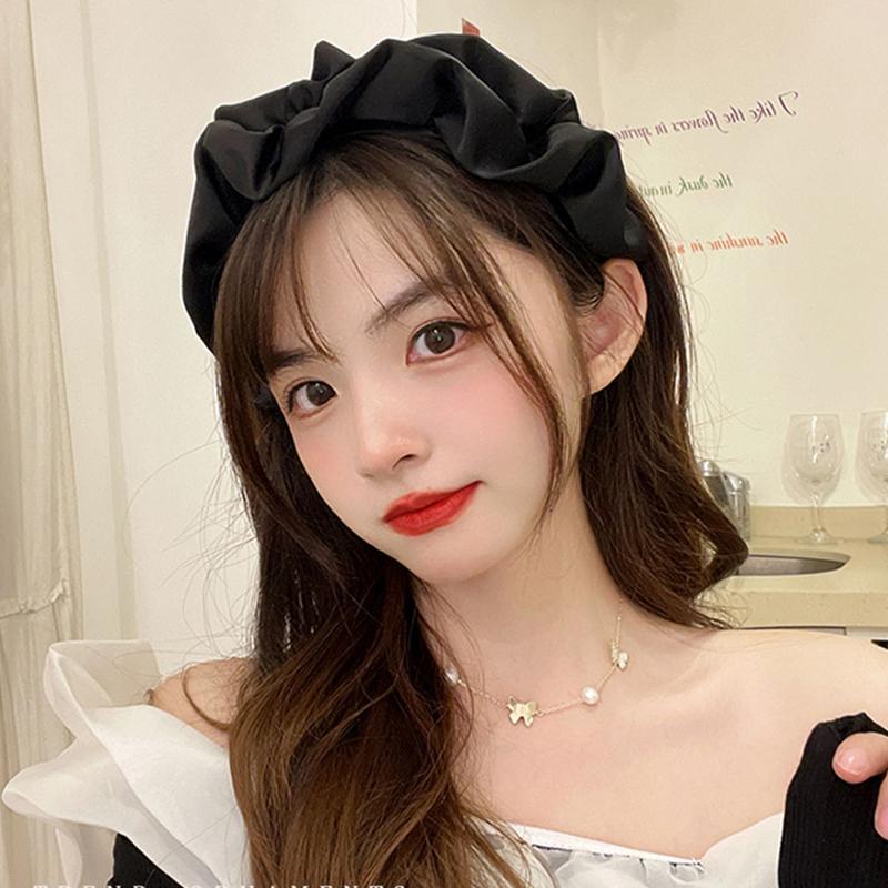 Модные обручи для волос, резинки для волос для женщин и девочек, цветочные однотонные повязки на голову, плиссированные широкие повязки для волос, аксессуары для волос, головные уборы