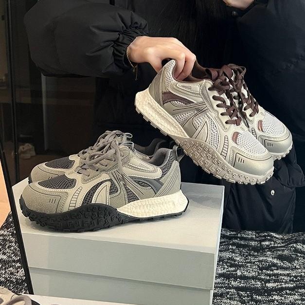 Версия из коровьей кожи~ Су Иньинь ретро платформа папины кроссовки женские 2025 весна сетка дышащие повседневные Dexun спортивные кроссовки