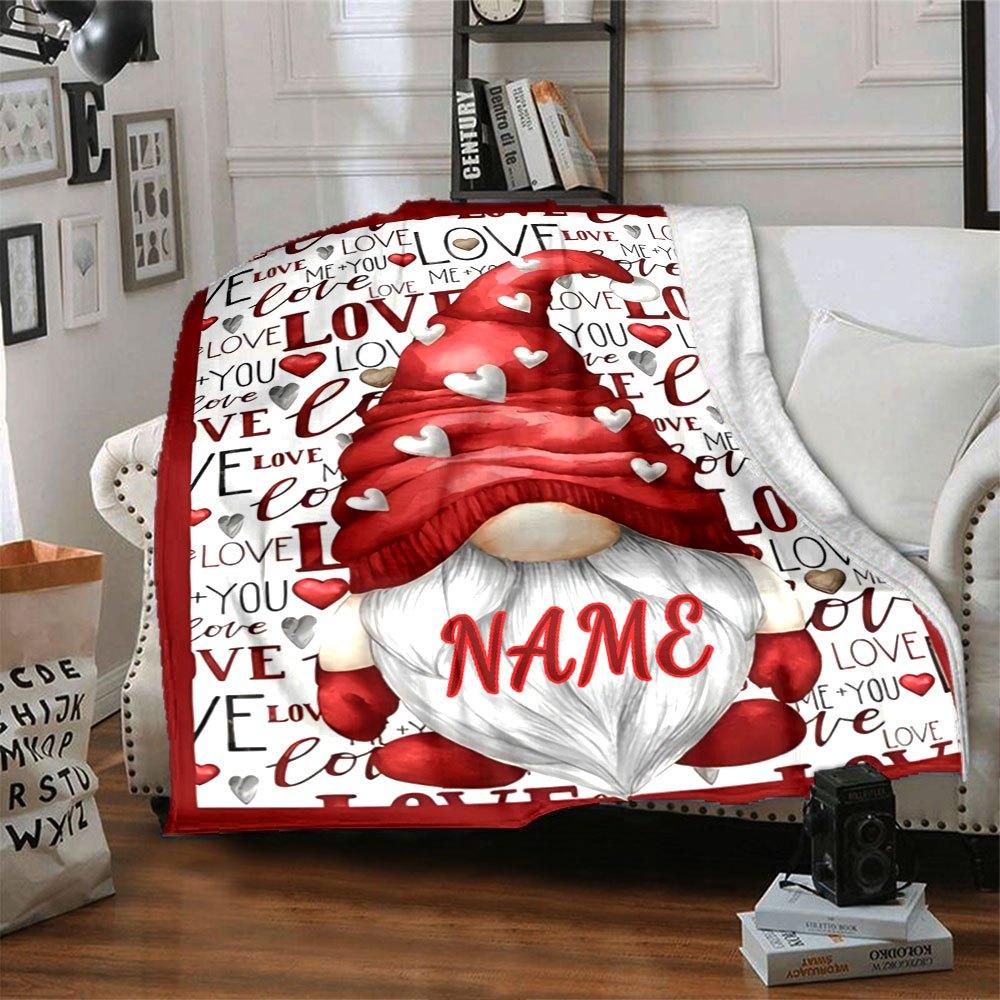 Love Gnome Home Customize Your Name Blankets Soft Cozy Lightweight All Season Multi Use Blanket For Couch Office Bed Living Room Picnic Perfect Gift