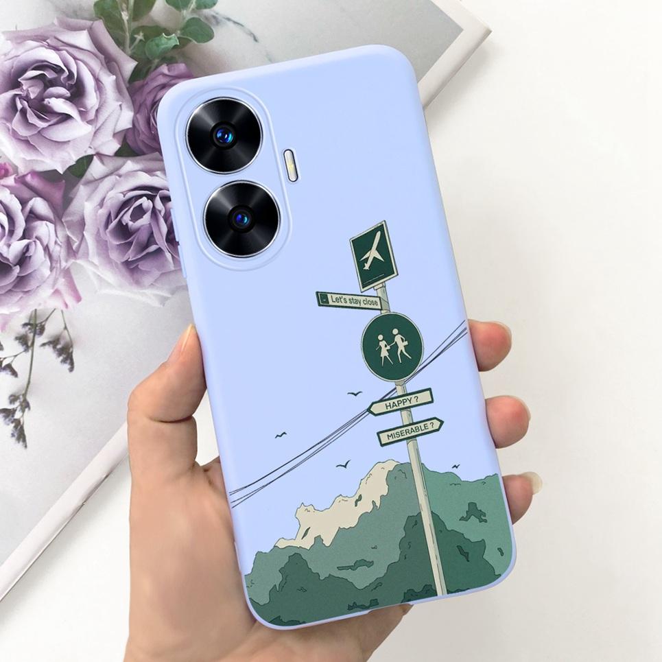 Мягкий силиконовый чехол для телефона для Realme C55 C53 C51 Oppo Задняя крышка Забавный принт с динозавром и кошкой Fundas Shell RealmeC53 C 55 53 Coque