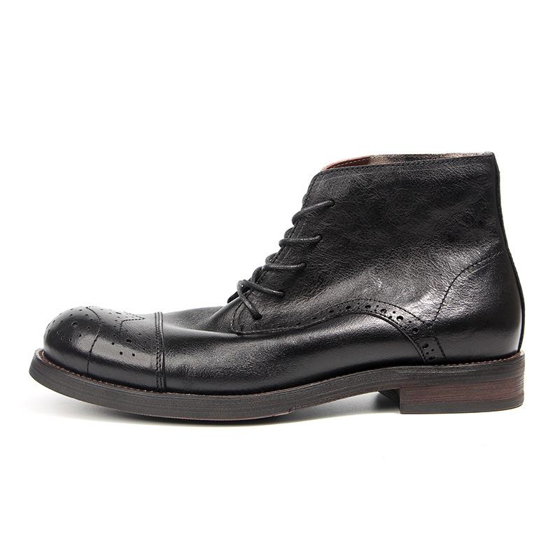 Мужские ботинки из коровьей кожи, натуральная кожаная обувь, мужские броги, ботильоны, кожаные ботинки ручной работы в стиле ретро, роскошная мужская официальная обувь
