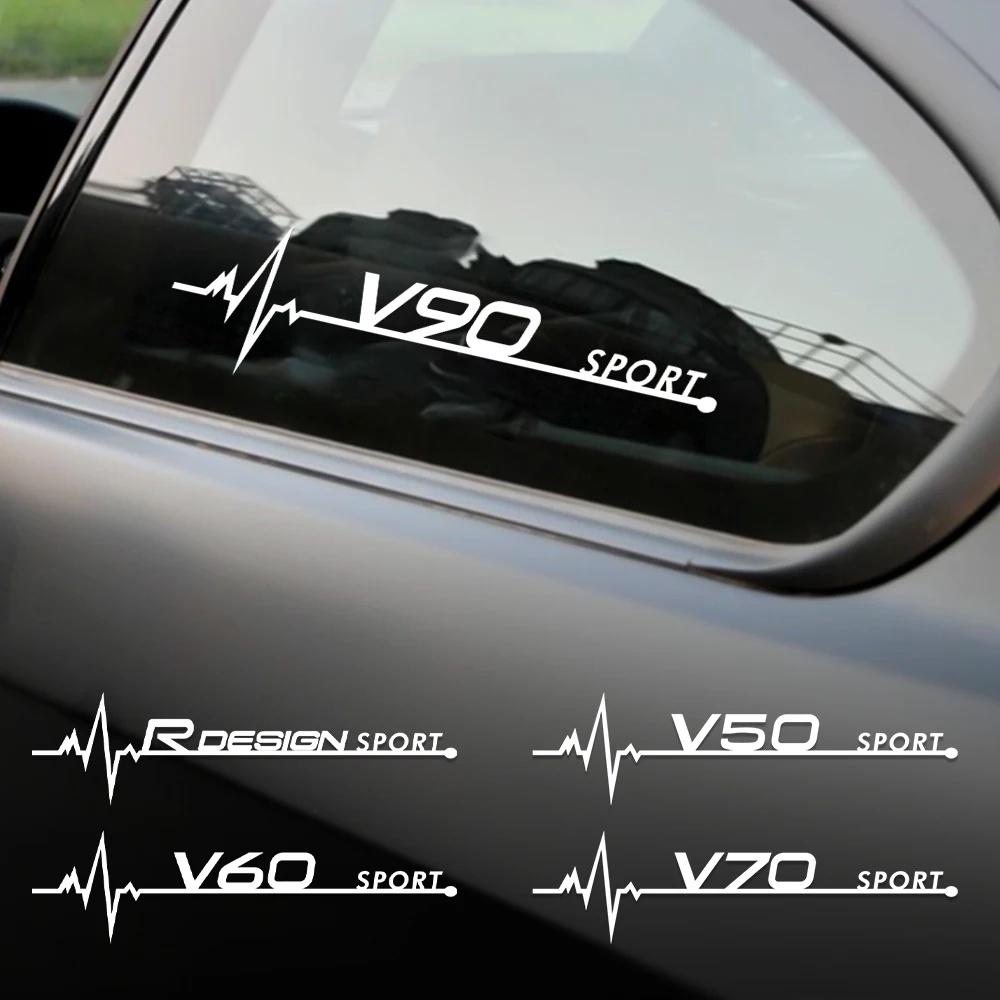 2Pcs Volvo Car Window Body Stickers, Heartbeat Sport Logo Decor Decals for XC40 XC60 XC90 S60 S90 V50 Auto Exterior Accessories