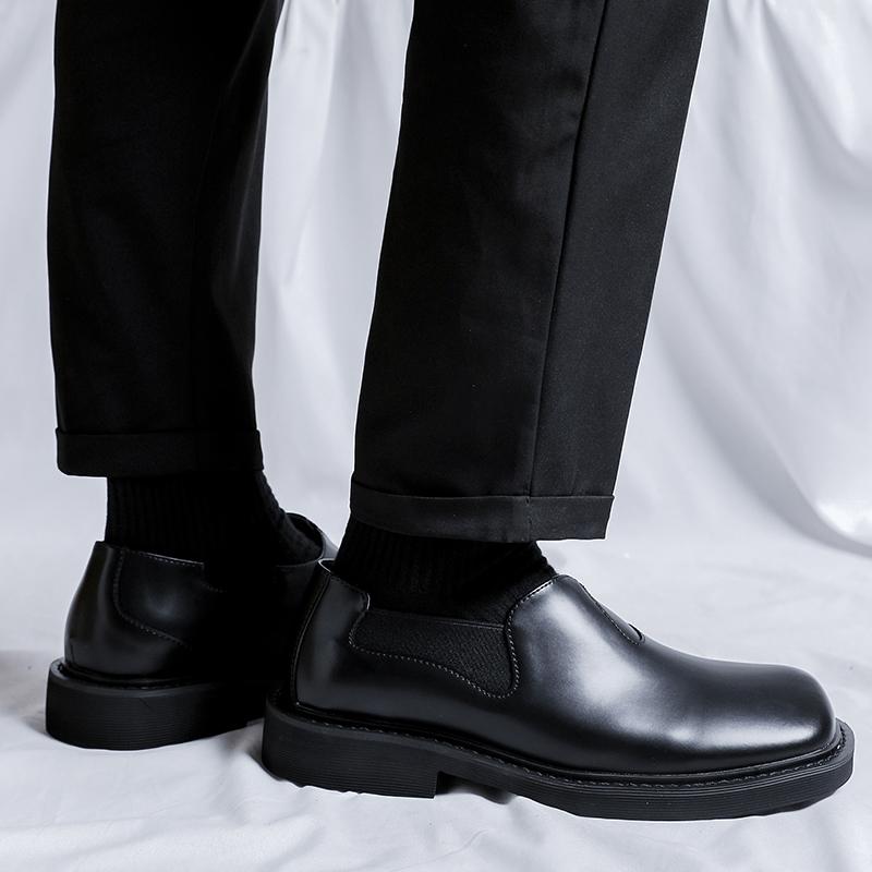 Casual Leather Dress Shoes Man Men High Sole Platform Japan Harajuku Korean Streetwear Fashion Business Wedding Leather Shoes