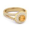 Citrine Double Halo Accents Ring - 925 Sterling Silver Gold Vermeil
