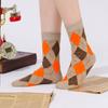 Мужские хлопковые носки высокого качества в клетку с ромбовидным узором Harajuku Combed Medium Tube Красочные полосатые унисекс длинные зимние носки