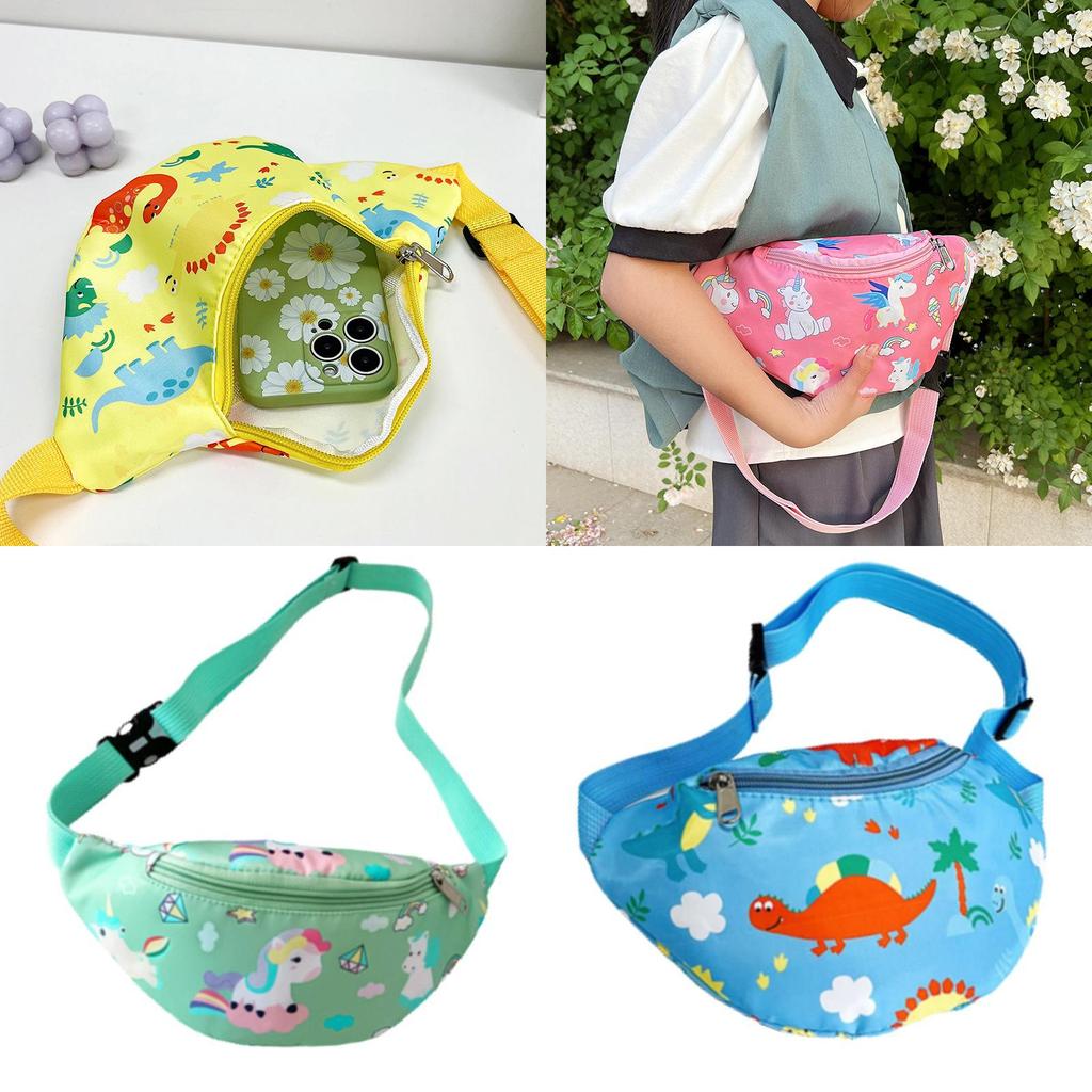 Милая детская поясная сумка с единорогом, мультяшная сумка через плечо с динозавром, нейлоновый материал, легкая и защищенная от краж
