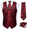 Fashion Red Men's Formal Dress Suit Slim Tuxedo Waistcoat Coat Vest Tie Hankie Set