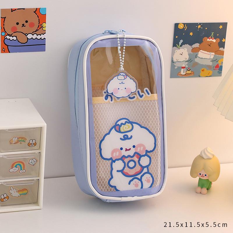 Japanese Pencil Case Transparent Large-capacity Student Pencil Case Cute Girl Creative Simple Pencil Case Stationery Bag