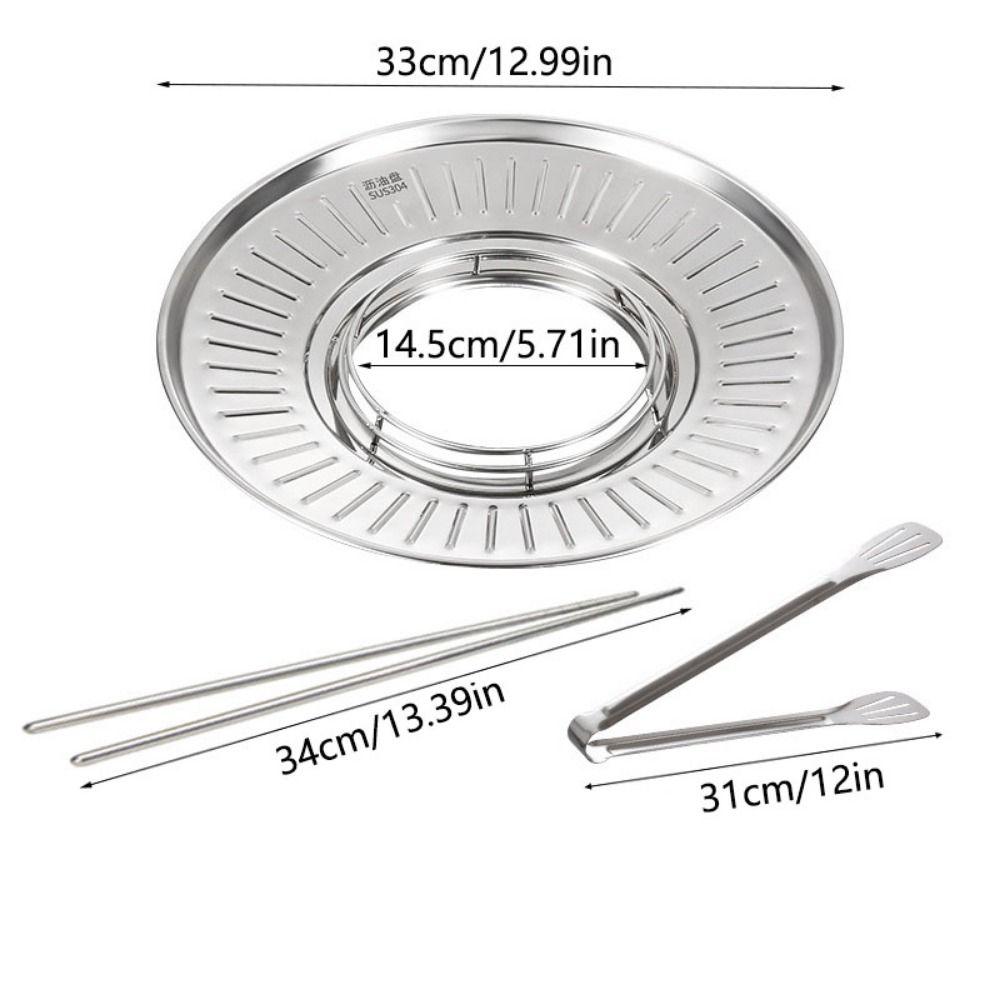 304 Stainless Steel Fried Food Draining Rack Food Grades Round Strainer Oil Filter Serving Tray Heat-resistant Oil Control