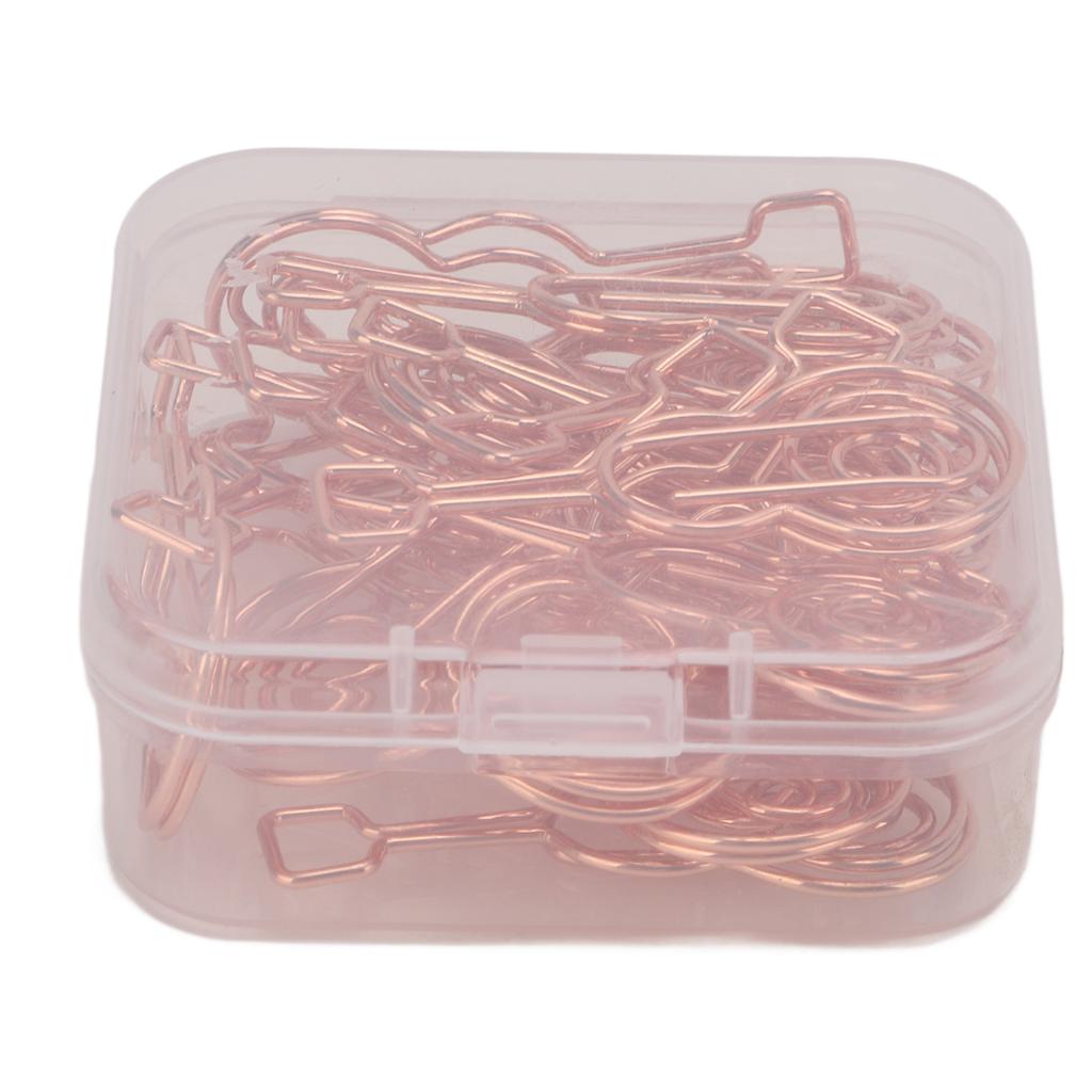 20pcs Shaped Paper Clips Metal Material Guitar Shape Rose Gold Light Portable Cute Office Clips for