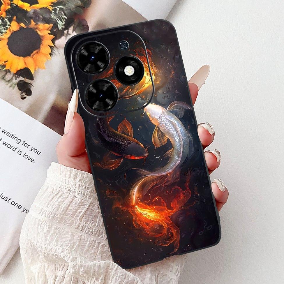 Для Tecno Spark Go 2024 BG6 Задняя крышка Для Tecno Spark Go 2024 Чехол Модный Роскошный Цветы Милый Мультяшный Кот Ударопрочный Силиконовый
