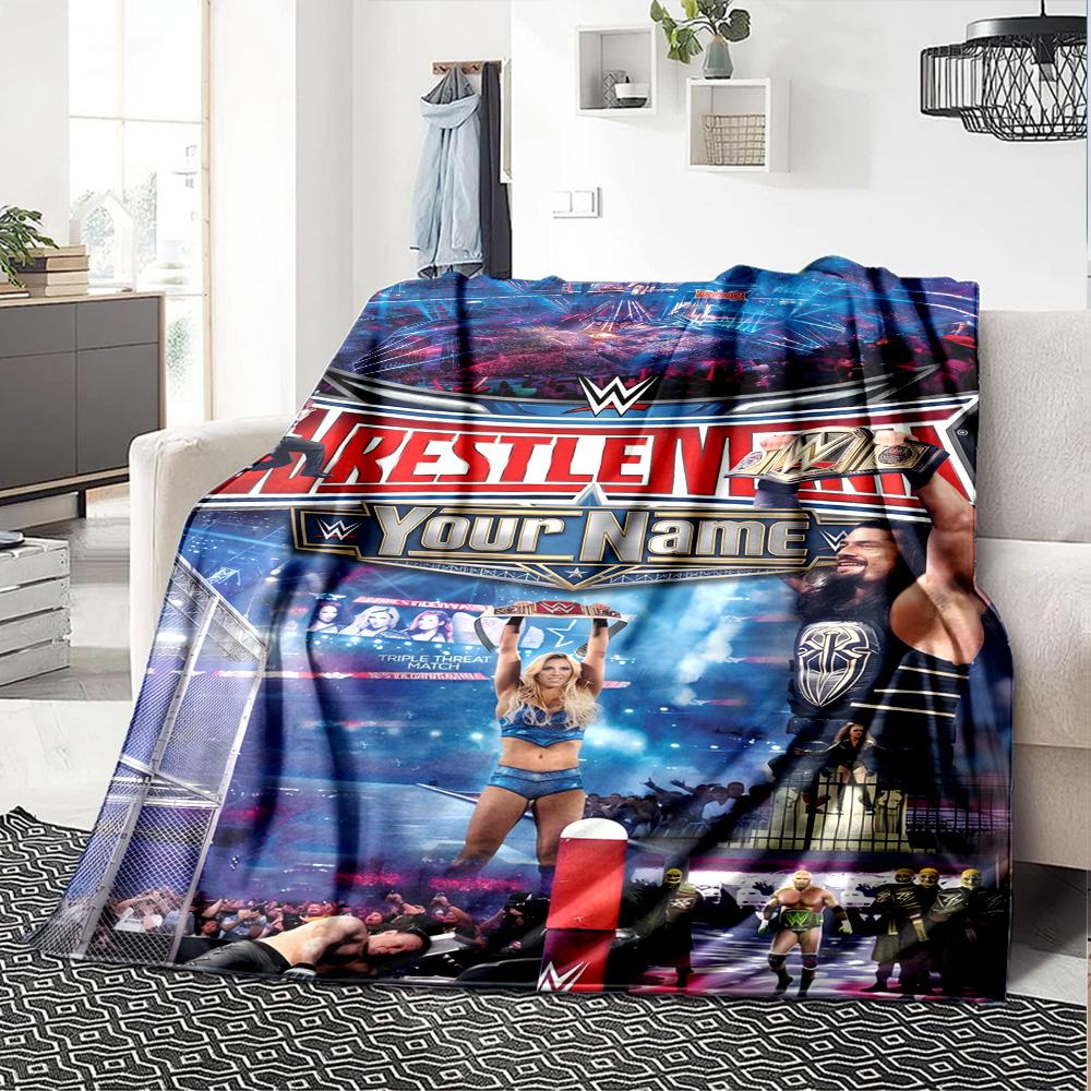 Wrestlemania Personalized Text Blanket Cozy Personalized Blanket Soft & Cozy Versatile for Living Room Nap Home Decor Office Chair All-Season Use