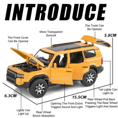 1:32 Prado HIACE Металлическая модель автомобиля Игрушка Литье под давлением Металл Свет Звук Двери Открываются Имитация Внедорожников Игрушки Подарки Мальчикам на День Рождения