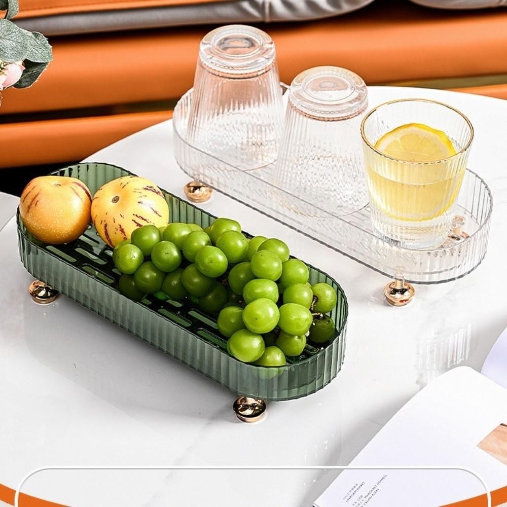 Transparent Finish Bathroom Vanity Tray Anti-Slip Base Desktop Storage Box Dresser Use