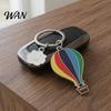 Alloy Keychain with Extension Chain Pendant Enamel Rainbow Hot Air Balloon Charm Key Oil Dripping Color Holder Smiling Cloud Decorative Backpack