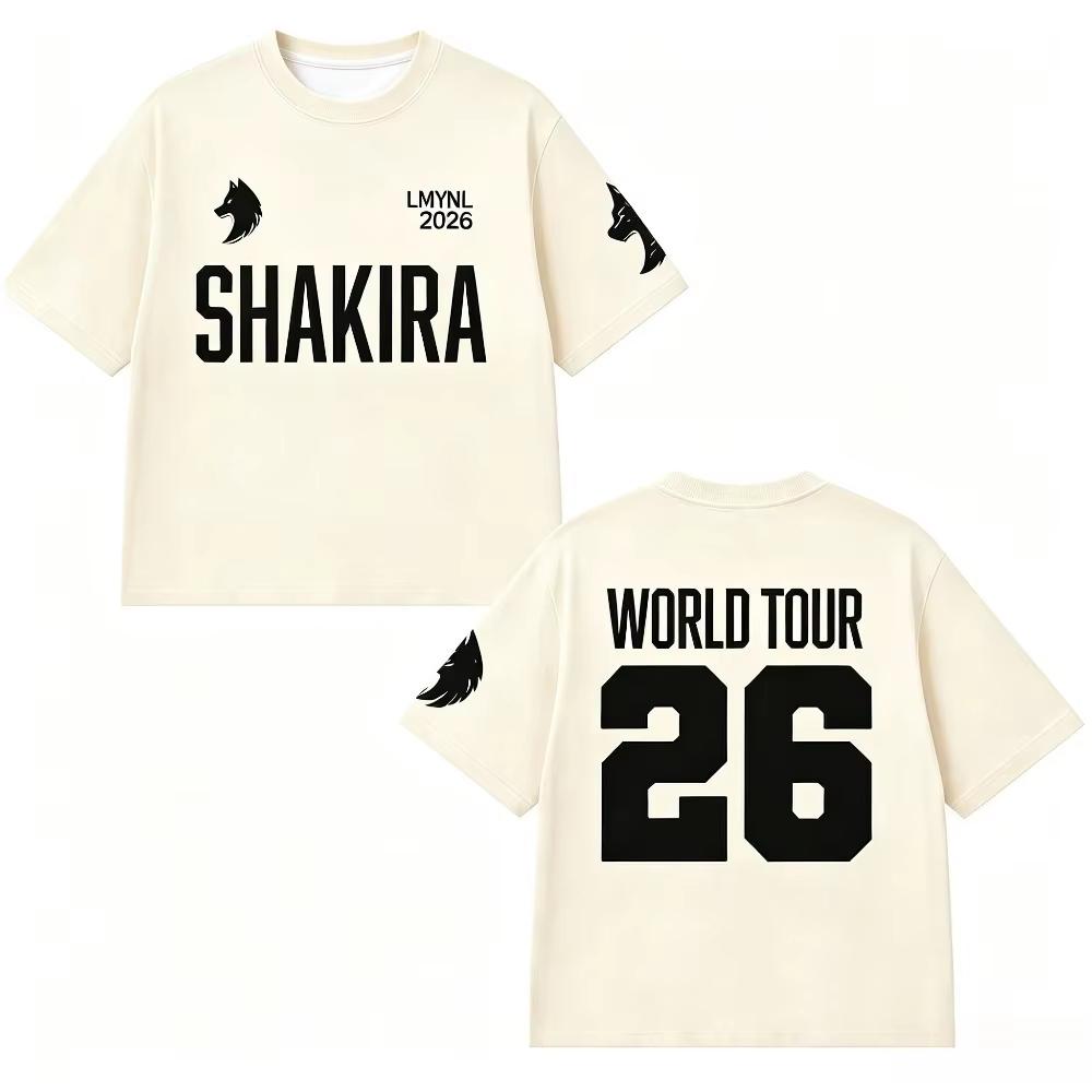 2026 Shakira Lmynl World Tour Printed Cotton T Shirt Unisex Men Women Kids Streetwear Casual Short Sleeve Tops 1pc