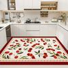 VIKAMA Vintage Floral Border Kitchen Rug, Non-Slip and Washable Living Room Mat, Kitchen, Dining Room, and Entryway Home Decor