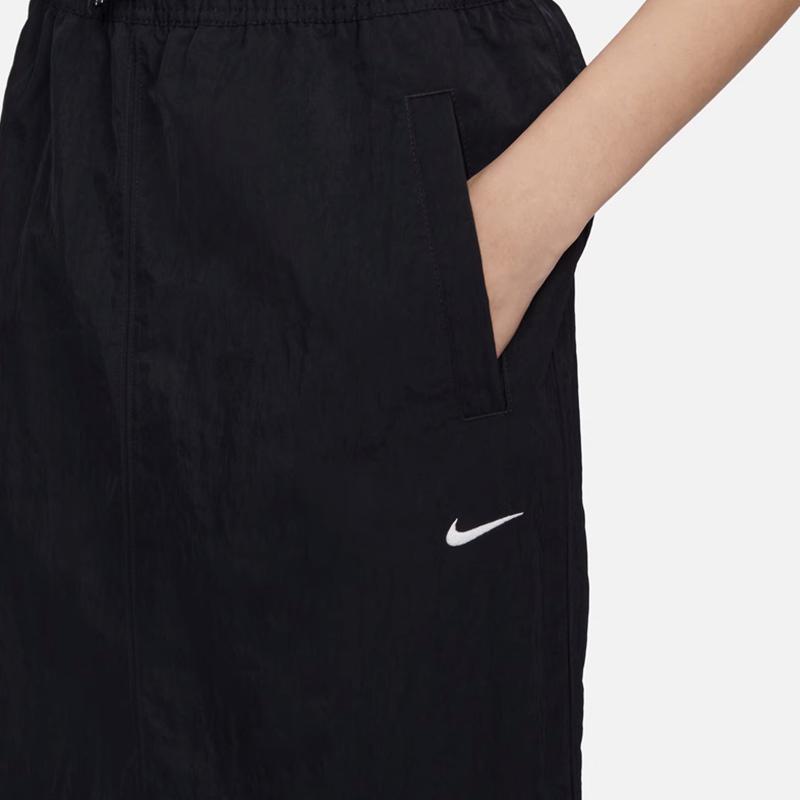 Nike Высокая талия разрез легкая мягкая повседневная длинная юбка женские низы черный FQ0702-010