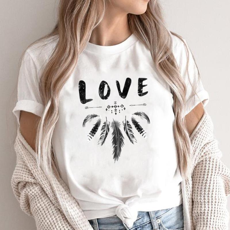 (Asian Size) letter lovely style Fashion Female Casual Clothing Graphic Tee Women's Top Print O-neck T Short Sleeve T-shirts