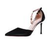 Pointed high heels stiletto fashion sandals women's 2025 summer new sexy rhinestone Internet celebrity one-word buckle versatile women's shoes