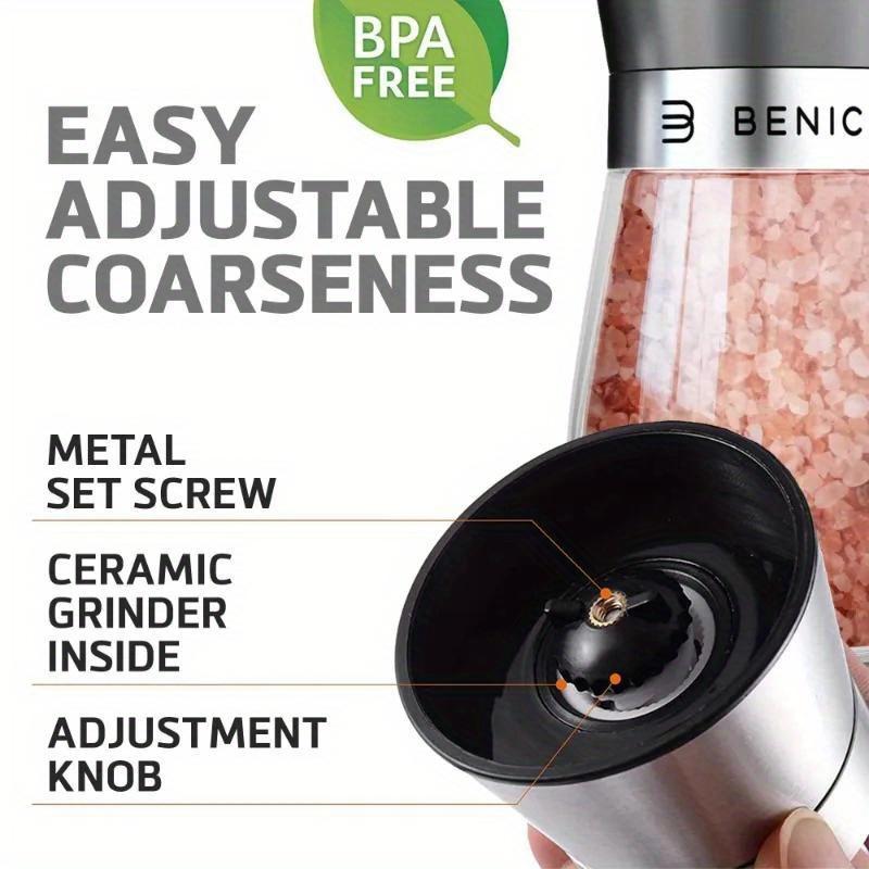 Мельница для перца из нержавеющей стали, регулируемая ручная мельница для соли и перца, прочная мельница для специй, кухонный инструмент, мельница для перца