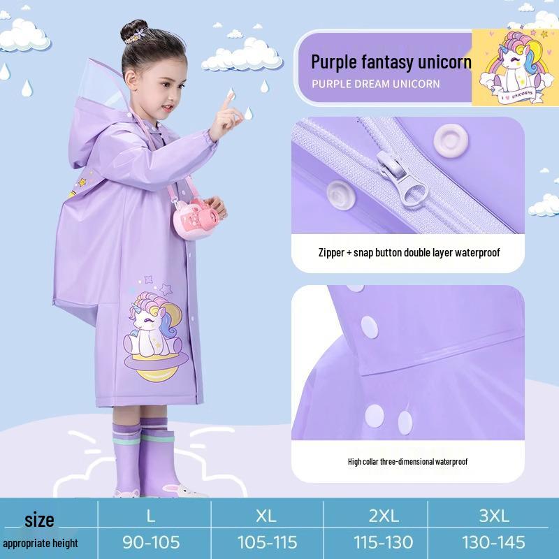 Большой детский дождевик для девочек и мальчиков, возраст 8 лет, цельное пончо с местом для рюкзака, для школы, дождестойкий.