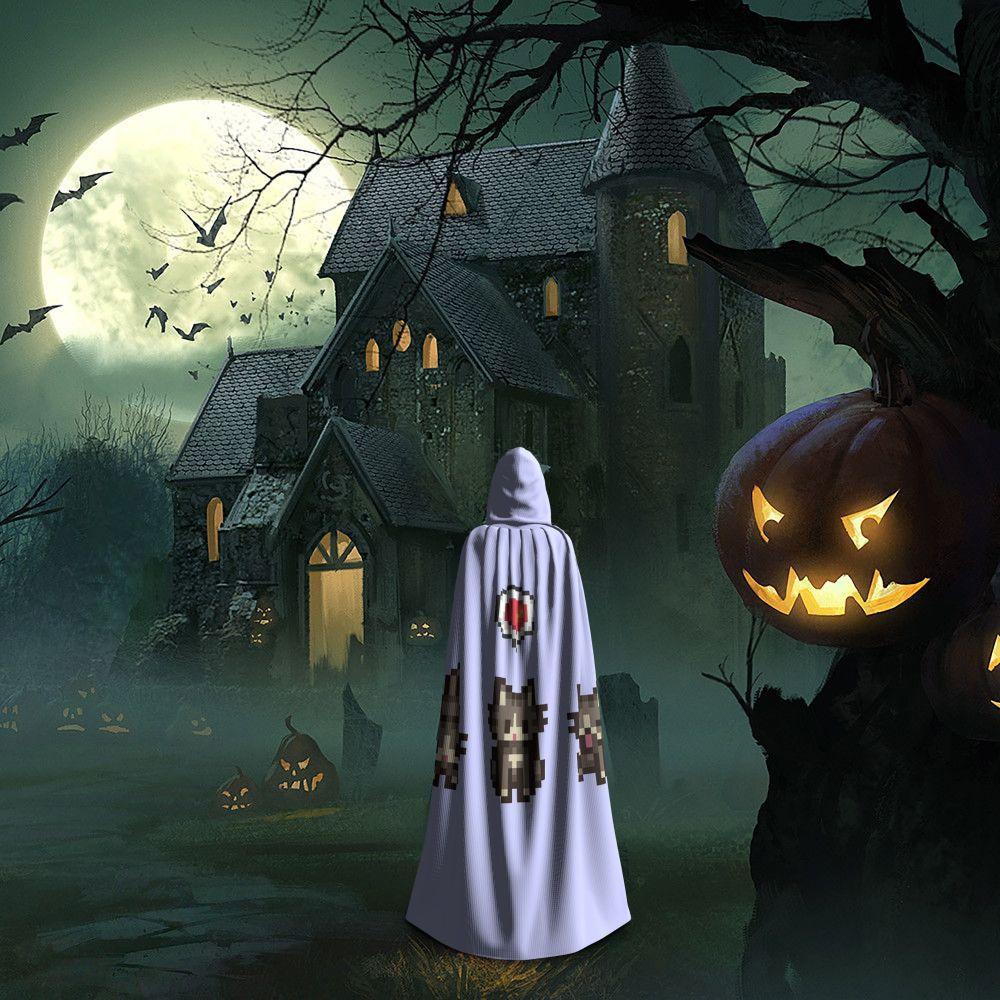Stardew Valley GreyGray Cat Long Hooded Cloak Witch Medieval Costume Cosplay Cape HalloweenVampire Adult Unisex