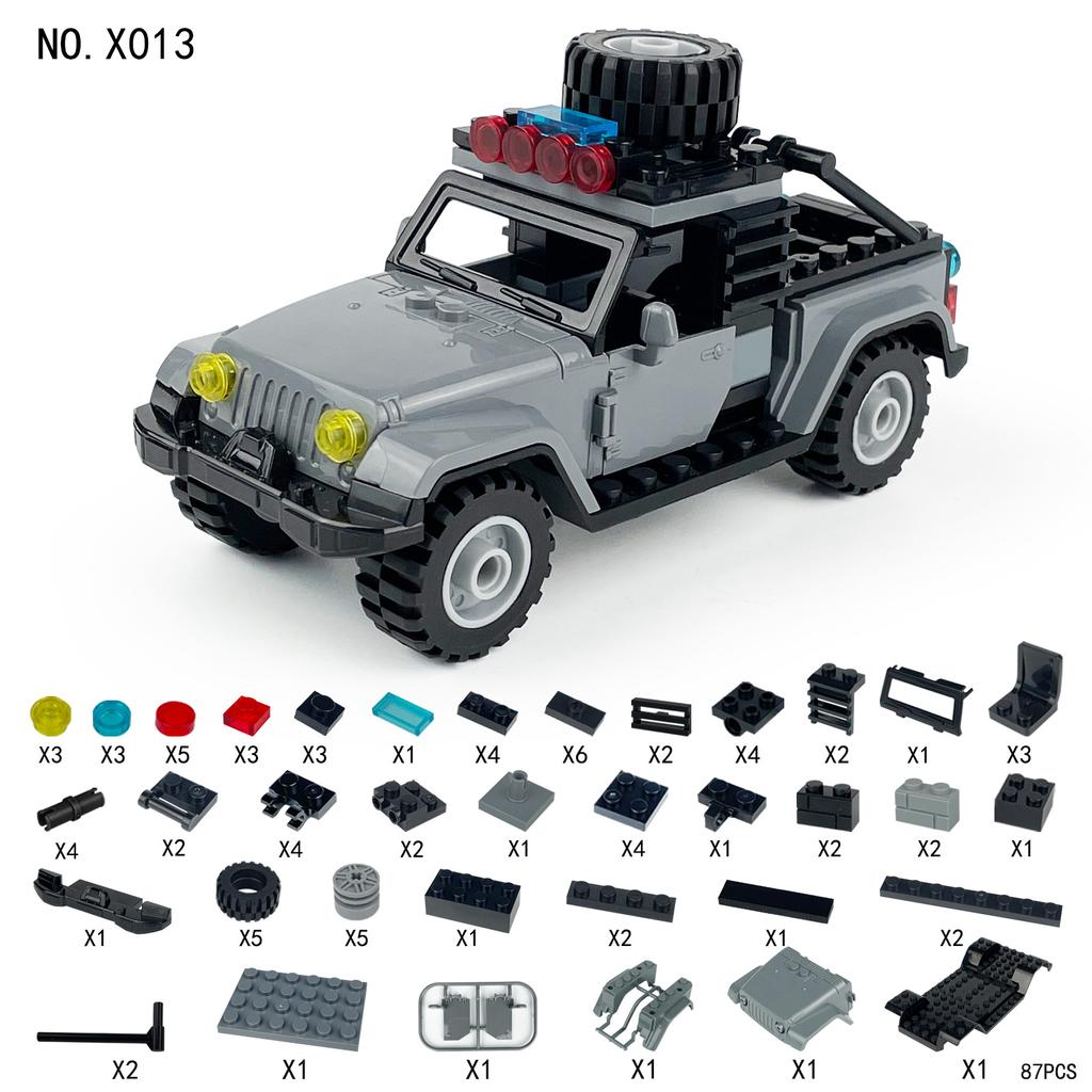 X001 X010 X012 X013 Jeep SUV Police Car Pickup Car Model Small Pellet Building Blocks Toy Car