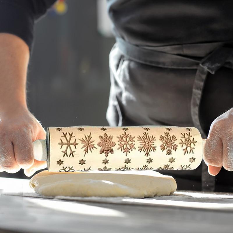 Узорный скалка Ролик для теста Деревянные штампы для печенья с гравировкой Универсальные кухонные инструменты Декоративный ролик для глины для выпечки, помадки