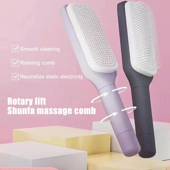 2 шт. самоочищающаяся щетка для волос с вращающейся ручкой, выдвижная щетина, массажная расческа для кожи головы