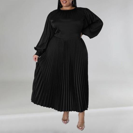 Женское платье с круглым вырезом и рукавами-фонариками, большого размера, макси-платье с высокой талией