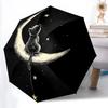 1 шт. Автоматический складной зонт-трость «Лунная кошка», компактный, всесезонный, портативный, для женщин/мужчин F1124265
