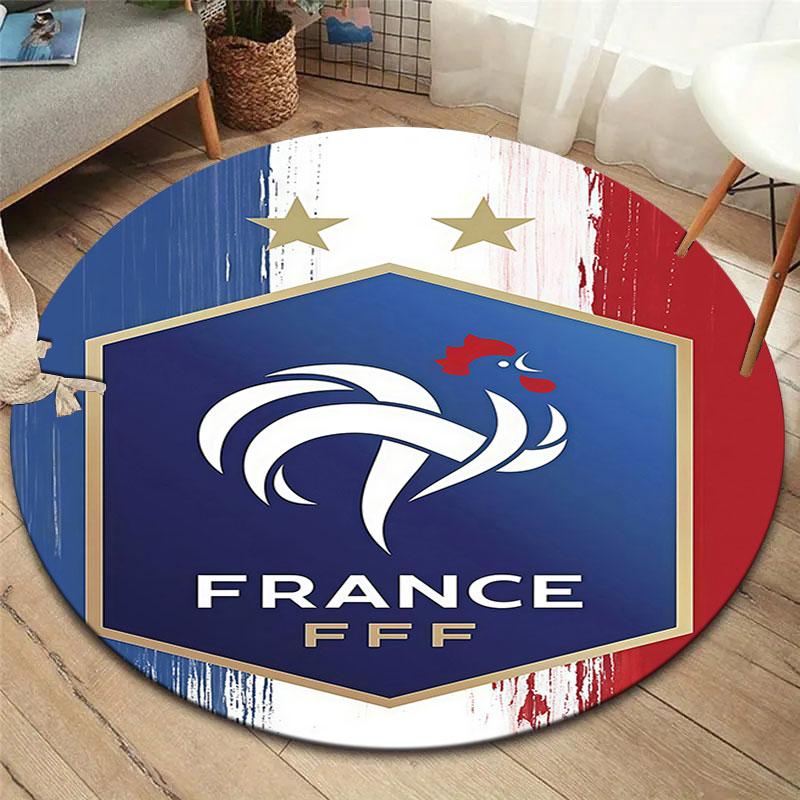France National Football Team Round Area Rug,Carpet Rug for Living Room Bedroom Sofa Playroom Decor,Non-slip Floor Mat