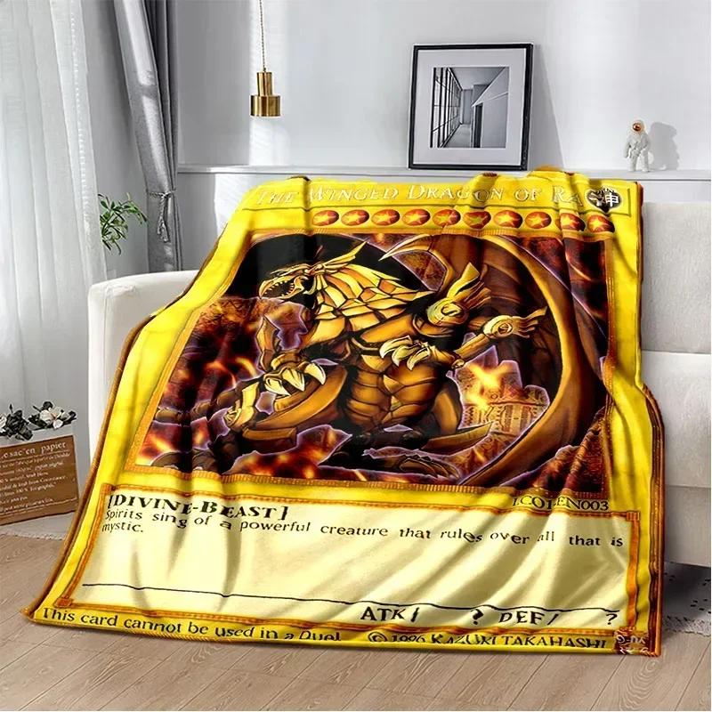Anime Yu Gi Oh Card Throw Blanket Blue Eyes White Dragon Anime Cartoon Soft Plush Blanket Bedroom Bedspread Home Decor Coraline